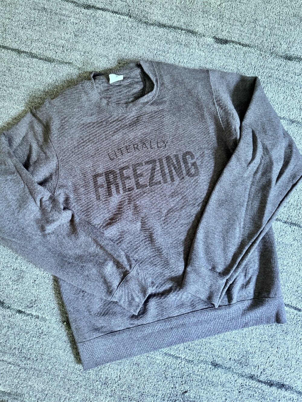Port & Co. "Literally Freezing" Graphic Crewneck Sweatshirt — Size S | Charcoal